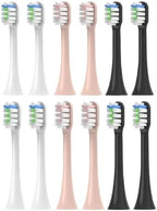 12PCS Replacement Brush Heads,Compatible for SOOCAS V1/X1/X3/X5/X3U/X3PRO/v1/v2 Sonic Electric Toothbrush Soft Bristle Nozzles(3 Color)
