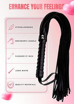 Adult Whip Riding Crop for Bedroom Black Faux Leather