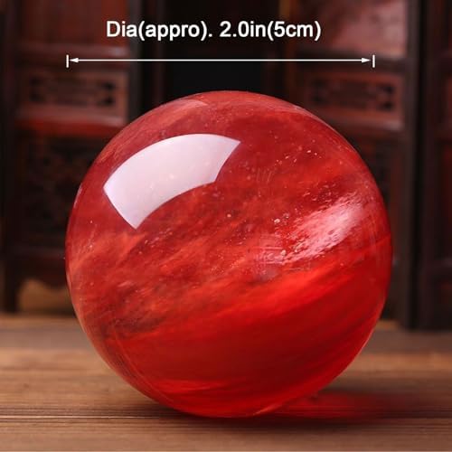 Red Obsidian Crystal Ball with Stand - Melting Red Quartz Ruby Ball Sphere Specimen Gemstone for Meditation Healing Feng Shui Divination Sphere Home Decoration,2.0"/5cm