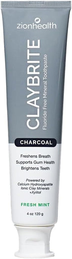 ClayBrite Activated Charcoal Toothpaste Zion Health 4 oz Paste