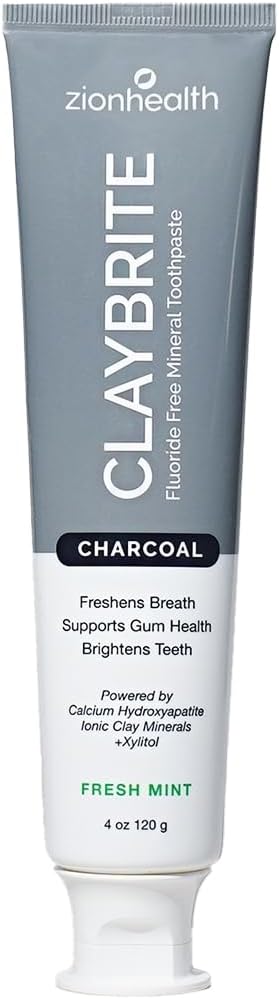 ClayBrite Activated Charcoal Toothpaste Zion Health 4 oz Paste