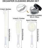 Boao 3 Pcs Wine Decanter Cleaning Brushes with Stainless Steel Cleaning Balls Wine Glass Flexible Bottle Scourers Brushes Cleaners Polishers for Decanter Glass Goblets Champagne Flutes Cups