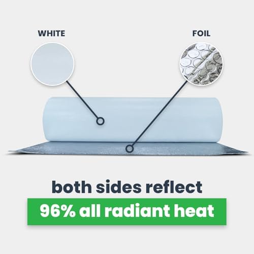 EcoFoil Single Bubble Insulation Roll 48" x 125' (500 sq. ft.), 3.175mm Thick, White/Foil, Made-in-USA Single Bubble Reflective Foil Insulation Roll Reflects 96% Radiant Heat, Radiant Barrier