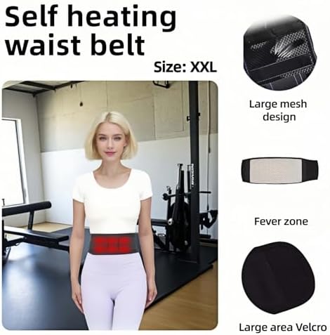 Self heating lumbar support strap suitable for both men and women - adjustable back support with thermal therapy, used to relieve lumbar discomfort, posture support (XXL)