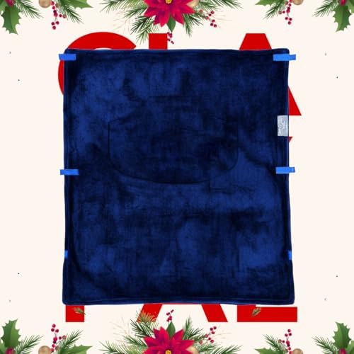 Wheelchair Blanket with Pouch for Adults, Fleece Wrap for Airplane & Train, Packable Nap Travel Accessories (Navy Blue)