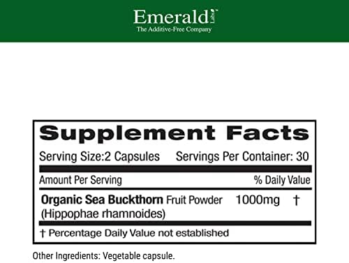 EMERALD LABS Sea Buckthorn - Dietary Supplement with Vitamins C, E & Omega 7 - Supports Adrenal, Energy, Skin & Immune Health - 60 Vegetable Capsules (30-Day Supply)