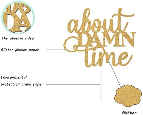 Gold Glitter About Damn Time Cake Topper, Wedding Cake Toppers, About Damn Time Wedding Cake Toppers Funny, Bridal Shower Decor, Bachelorette Party Decorations, Wedding Shower Decorations
