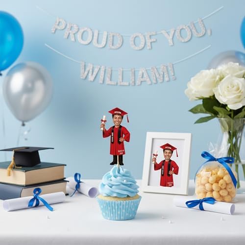 Graduation Cupcake Toppers, Customizable with Your Photos, Great for All Occasions, 1 Count, Cardstock, Graduation Style 3