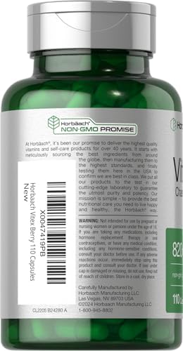 Horbäach Vitex Berry | 110 Capsules | Chasteberry Supplement for Women | Agnus-Castus Fruit | Non-GMO, Gluten Free
