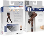 Truform Sheer Compression Pantyhose, 8-15 mmHg, Women's Shaping Tights, 20 Denier, Black, Queen