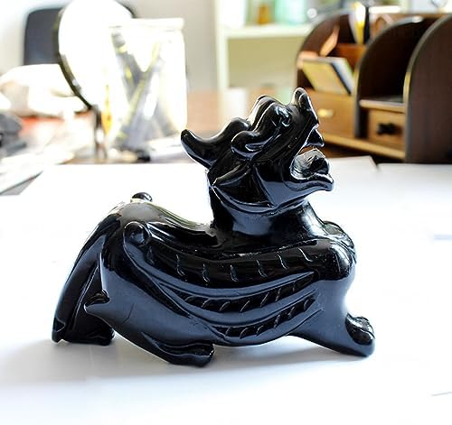 NIBHZ Obsidian Feng Shui Wealth Porsperity Pi Xiu/Pi Yao Statue, Obsidian Pixiu Divine Beast Ornament Figurine, Healing Crystal Energy Gemstone Reiki Statue, Brave Home Decoration,single-10cm