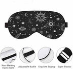 Starry Sky Sleep Eye Mask Black White Stars Comets Suns Moon Constellation Men Women Sleep Mask with Adjustable Strap Eye Cover Eye Shade for Travel, Nap,Meditation