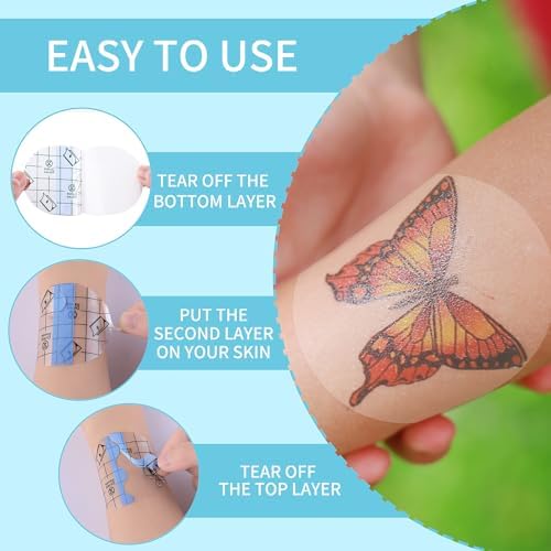 100Pcs Tattoo Aftercare Waterproof Bandage, Adhesive Transparent Stretch Film Dressing Cover Second Skin Tattoo Cover Up Tape, Protective Tattoo Wrap for Wound Dressing, Swimming, Shower 2.5 Inch