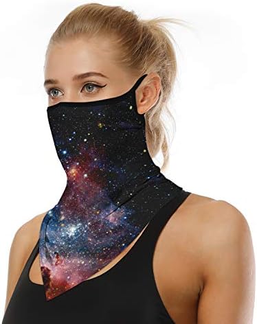 YAYOUREL Neck Gaiter Face Mask Bandanas for Men Women UV Face Scarf Cover Ear Loop Hole Facemask for Fishing Running Cycling