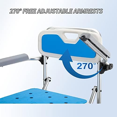 Adjustable Foldable with Back and Arms for Disabled, Elderly and Pregnant, Portable Seat with 330 Lbs Beacapacity - Ideal Bath Stool for Independence and Safety/A-2