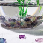 100g Fluorite Aquarium Gravel - Faux Tumbled Healing Crystal Chips | Bulk Gemstones for Fountain, Vase Filler, Planters, Fish Tank | Decorative Crushed Stones for Reiki Energy Balancing