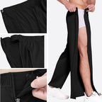 Deyeek Mens Tear Away Basketball Pants 2 Side Zippers Snap Off Full Open Down Sweatpants Leg Post Surgery Pant with Pockets