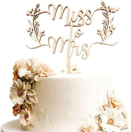 Miss to Mrs Cake Topper,Wooden Bride and Groom Cake Topper Wedding Anniversary Bridal Shower, Engagement Party Decorations, Wedding Decoration, Perfect Keepsake