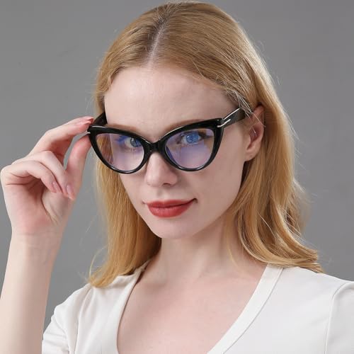 DXYXYO Oversized Cat Eye Reading Glasses Women Blue Light Blocking with Magnification 1.5 Vintage Fashion 3 Pack Anti Blue Retro Cute Computer Readers