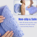 2 PCS Shower Foot & Back Scrubber Mat Hands Free Foot Massager Mat with Non-Slip Suction Cups, Wall Mounted Silicone Bathroom Wash Foot Pad Exfoliating Dead Skin Foot Brush (Grey & Purple)