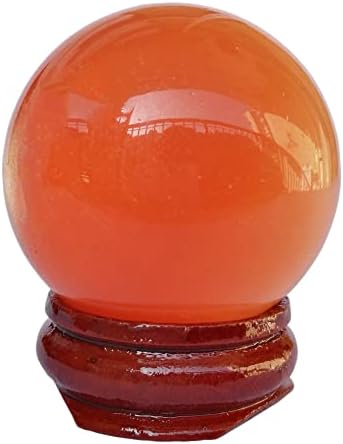 38-42mm Red Cat's Eye Stone Healing Crystal Divination Sphere Sculpture Figurine Gemstone Ball,Feng Shui Chakra Aura Home Desk Decor Decorative Collection,with Wooden Stand