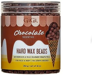 GiGi Hard Wax Beads for Hair Removal Chocolate Scented - Strip-Free for Face & Body, Microwave & Wax Warmer Compatible, 10 oz