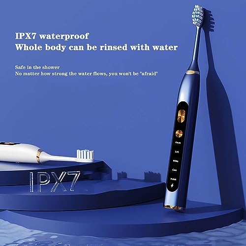 BNEI Sonic Electric Toothbrush, 5 Modes, USB Charging, 4 Interchangeable Brush Heads, White/Black/Blue/Green/Gold (Green)