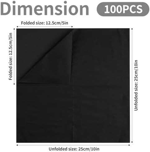 100 Pack Cocktail Napkins Disposable, 2-Ply 5" x 5" Party Napkins, Square Beverage Dinner Napkin for Wedding Birthday Party Anniversary Reception Bar Event (Black)