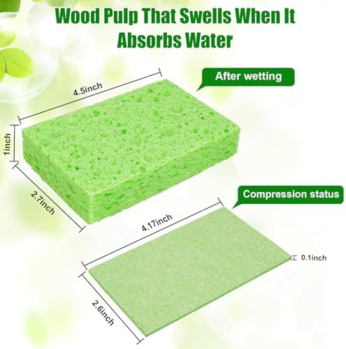 12 PCS Kitchen Sponges, Natural Compressed Cellulose Sponges, Non-Scratch Reusable Sponges for Kitchen Dish Washing, Scrub Sponge for Cleaning, Bathroom, Cars, Cut-Outs DIY