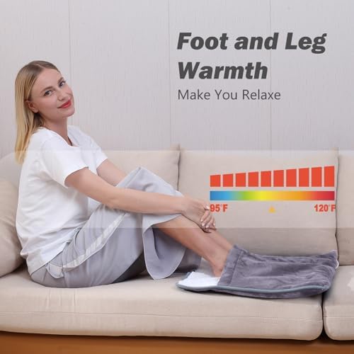 Gintao Heated Electric Foot Warmers for feet,22"×20" Foot Heating Pad,Soft Flannel Sherpa Feet Warmers for Women and Men,ETL/FCC Certified, 2H Auto Shut Off,3 Temperature Setting, Perfect Gifts, Gray