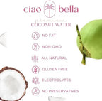 ciao bella Premium Coconut Water: All-Natural Hydration, Non-GMO, One Simple Ingredient 11.15 Fl Oz (Pack of 12)