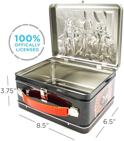 AQUARIUS KISS Fun Box - Sturdy Tin Storage Box with Plastic Handle & Embossed Front Cover - Officially Licensed KISS Merchandise & Collectible Gifts for Kids, Teens & Adults, Tin Sorage Box