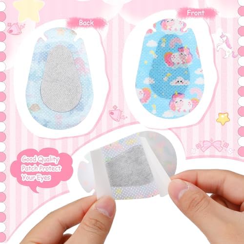 Copkim 40 Pcs Adhesive Eye Patches for Kids Girls Cute Toddler Eye Patch Bulk Colorful Breathable Lazy Patch Cartoon Adhesive Bandages for Children Baby Light Blocking, 20 Styles, 3 x 2 Inches