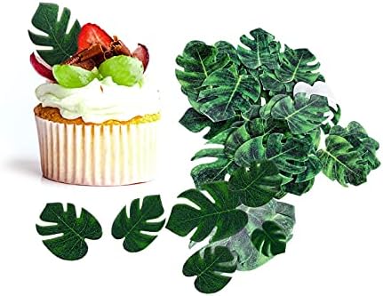 Tropical Palm Leaves Cake Toppers Edible 36pcs Tropical Palm Leaves Cake Decoration Edible for the Tropical Palm Leaves Birthday Party Supplies