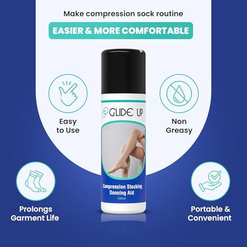 Compression Sock Aid Lubricant Spray - Hypoallergenic Sock Aids for Putting on Socks, Stocking Donner for Putting on Compression Stockings - Non-Greasy & Non-Sticky Formula, 3.38 fl.oz.