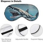 Great White Shark Opens Mouth Sleep Mask Light Block-Out Eye Mask for Side Sleeper Pressure-Free Soft Night Blindfold with Adjustable Strap Breathable Sleep Eye Cover for Travel