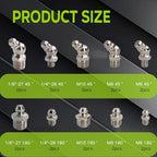 20 PCS SAE & Metric Grease Fittings Assortment, Hydraulic Grease Gun Fittings with 1/4'' 1/8'' M6 M8 M10 Straight, 45 Degree Zerks Kit for Automotive Industrial Machinery Lubrication