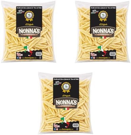 Nonna’s Handmade Authentic Imported Italian Fresh Cortecce Pasta – Ready to Cook Traditional Curved Pasta 500g (17.6 oz) 3 Pack
