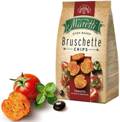 Maretti Oven Baked Bruschette Chips Tomato, Olives & Oregano 70gm
