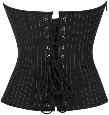 Women Black Corset Top Elegant Strapless Bustier Tops Lace Up Sexy Office Lady Cosplay Costume Secretary Outfit