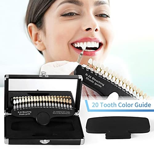 Dental Teeth Shade Guide Professional Porcelain 3D R-20 Tooth Whitening Shade Chart with 20 Colors, Dental Bleaching Shade Tab for Dentist Tracking Teeth Whitening Course
