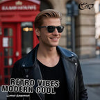 CGID Retro Polarized Sunglasses Men Womens Lightweight Black Shades UV400 Driving Fishing Golf
