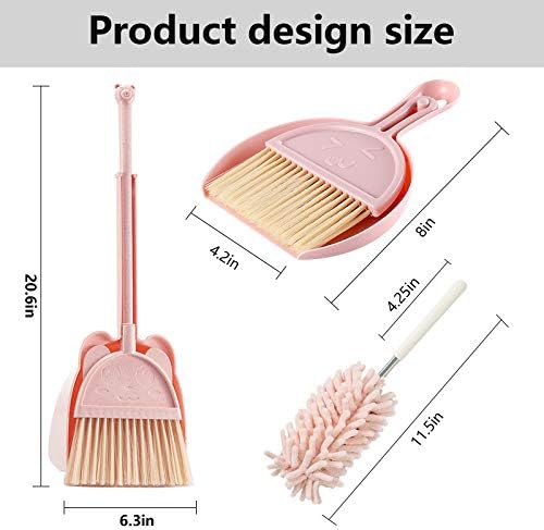 Kalolary 5 Pcs Mini Broom and Dustpan Set, Mini Broom with Dustpan for Home, Little Broom Dustpan Set with Extendable Duster for Cleaning for Office Home Table Desk Key Board
