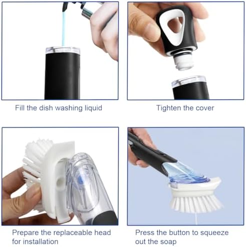 CELOX Dish Brush with Soap Dispenser, Heavy Duty Dish Brush for Cleaning Kitchen