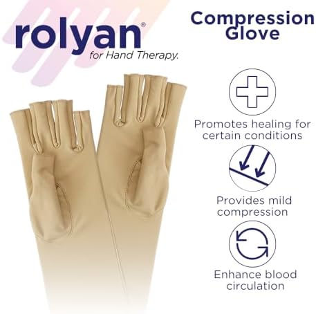 Rolyan Compression Glove, Fingerless Compression Glove for Arthritis for Men & Women, Arthritis Compression Gloves for Carpal Tunnel, Compression Glove for Swelling, Right Hand, Small, Open Finger