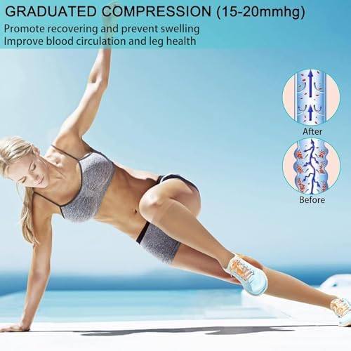 2 Pairs Zipper Compression Socks, 15-20 mmHg Closed Toe Compression Stocking with Zipper for Women and Men