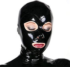 Black Latex Hood Back Zipper Open Eyes Mouth Sexy Rubber Mask for Women Club Wear,Customize Size