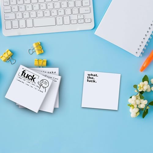 Funny Sticky Note What The F*ck Sticky Notepad, Oh, for Fuck's Sake Novelty Notepads, Funny Post it Notes, Funny Sticky Notes for Adults, 100pcs Funny Stickers (4 Pcs)