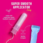Flo - Organic Cotton Tampons for Women - 12 Pack (6 Super, 6 Super Plus) - Leak Proof - No Synthetic Fibers, Chlorine Bleach, Added Dyes - Bio-Plastic Applicator - Feminine Care - Vegan & Cruelty Free
