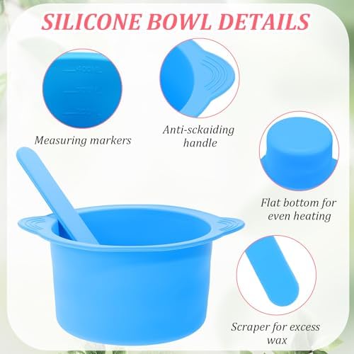 cobee 2 Pcs Silicone Wax Pot Liners, Silicone Wax Warmer Liner Non stick Wax Bowl for Wax Warmer Wax Melt Warmer with 2 Pcs Wax Spatula Sticks for Hair Removal Compatible with 16 oz Waxing Kit